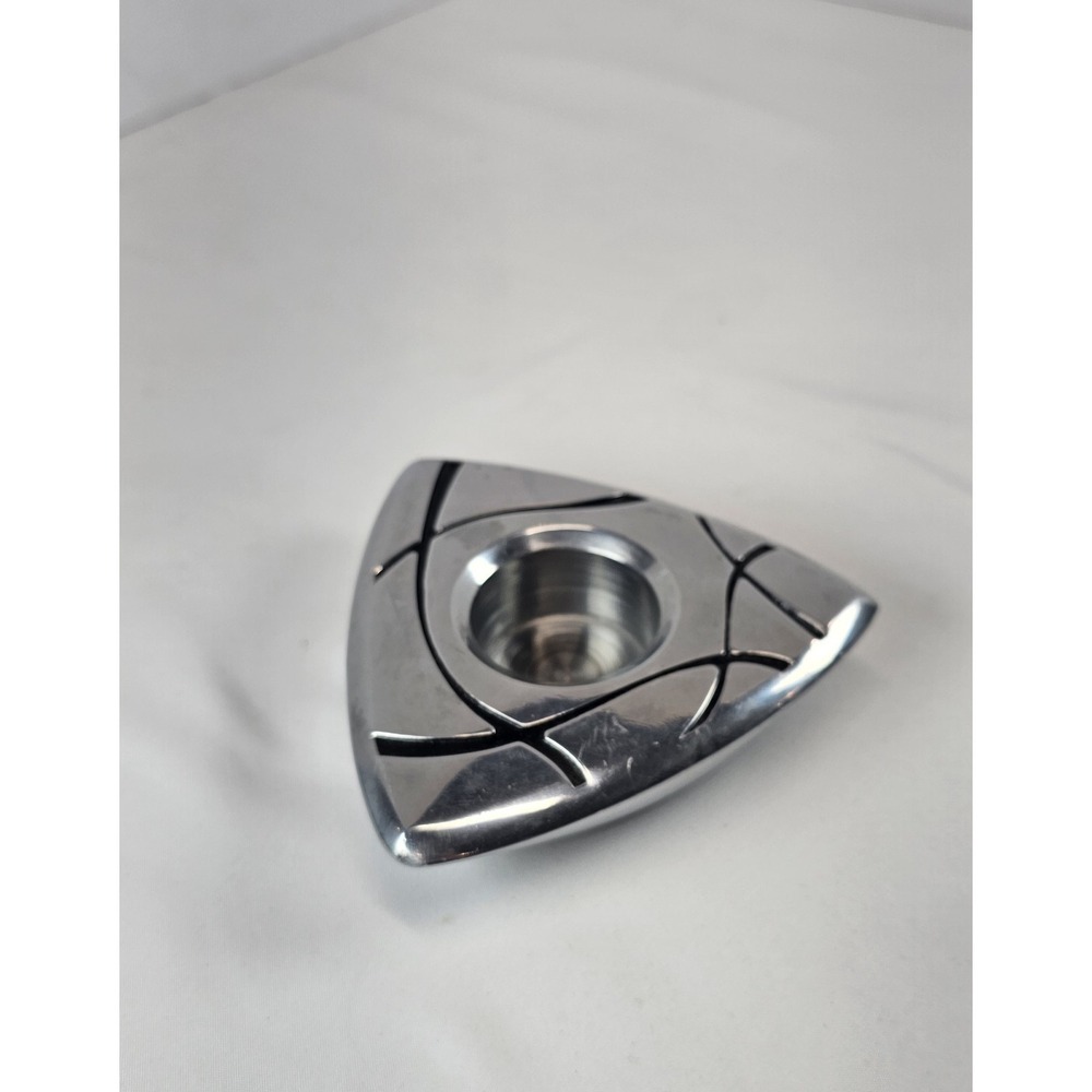 Lenox Vibe Metal Candle Holder Votive Tealight Modern Abstract Silver Tone - Picture 2 of 6